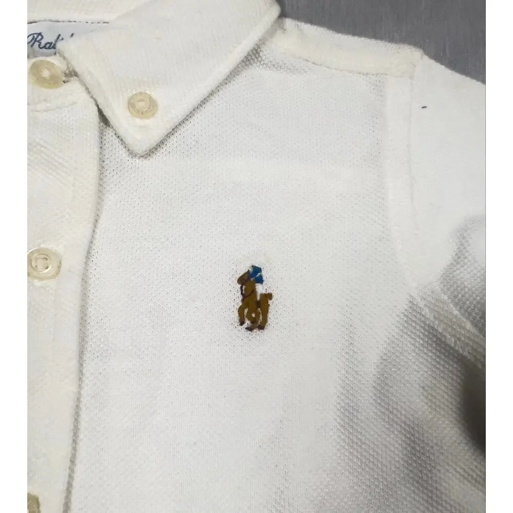 Vintage NWT Ralph Lauren Baby Boy Long Sleeve Oxford Button Down 9M Pony Logo
